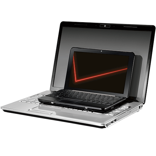 Verizon HP Mini next to a 15" laptop