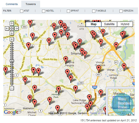 Cell Reception | Google Map